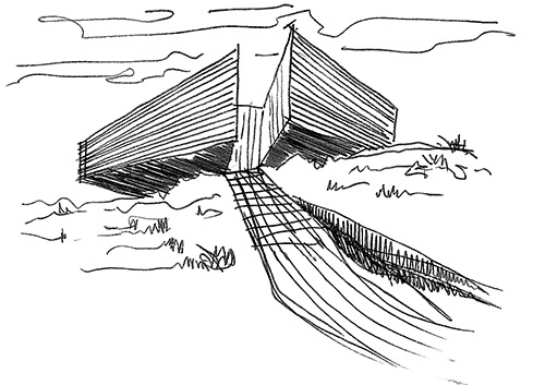 preliminary spatial sketch for museum of lava